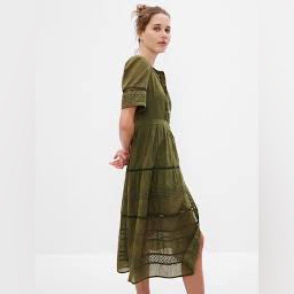 GAP Olive Midi Dress with Lace Detail, size XL